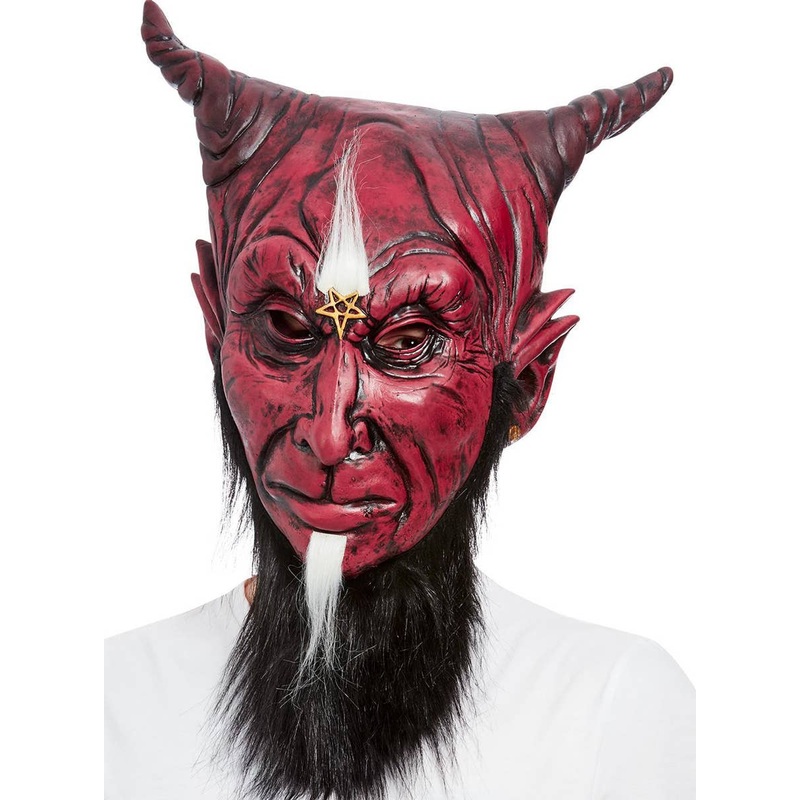 Bearded Red Devil Latex Halloween Mask