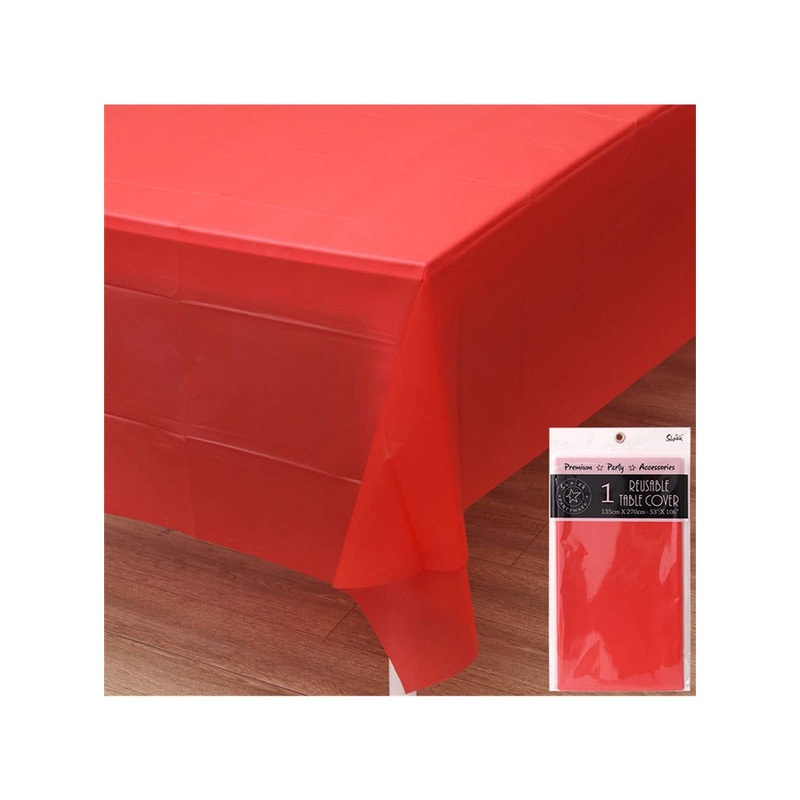 Cherry Red 270cm Plastic Table Cover