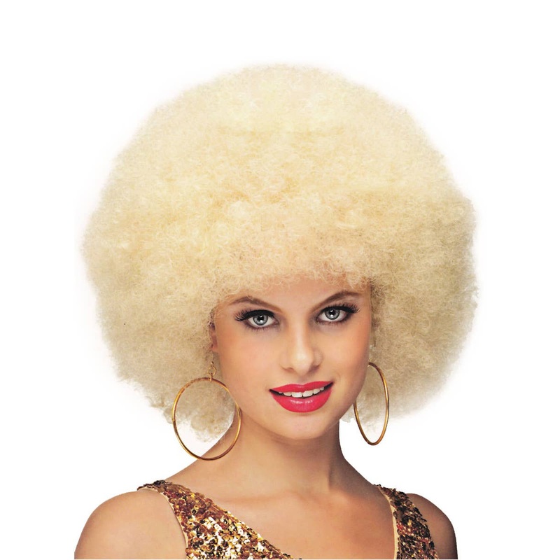 Deluxe Blonde Jumbo 1970s Womens Afro Costume Wig