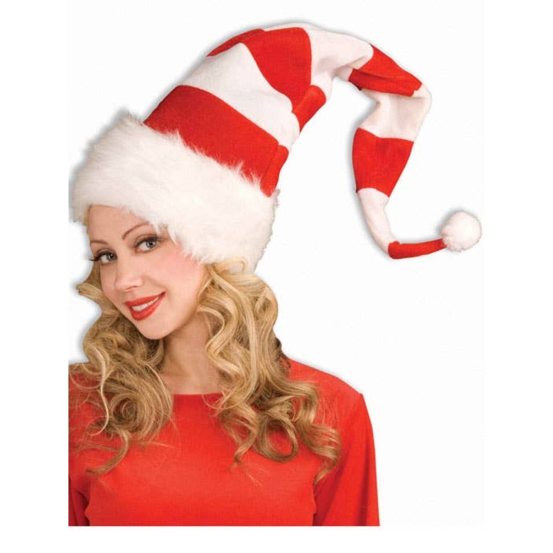 Large Red and White Striped Christmas Hat