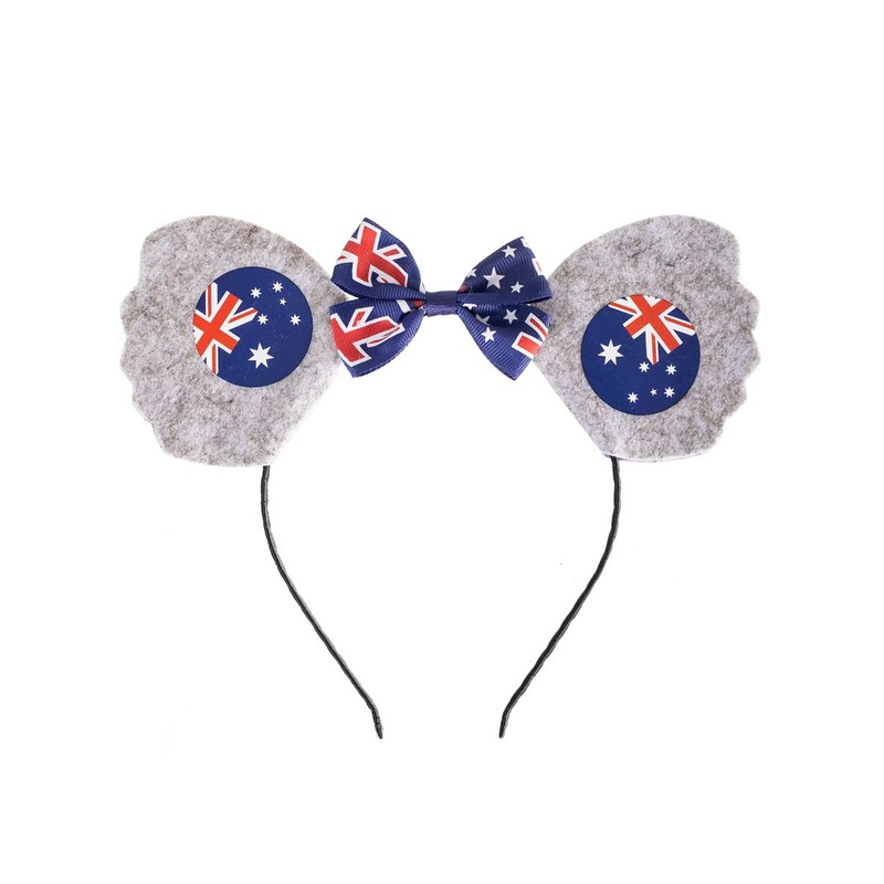Aussie Flag Koala Ears with Bow Costume Headband