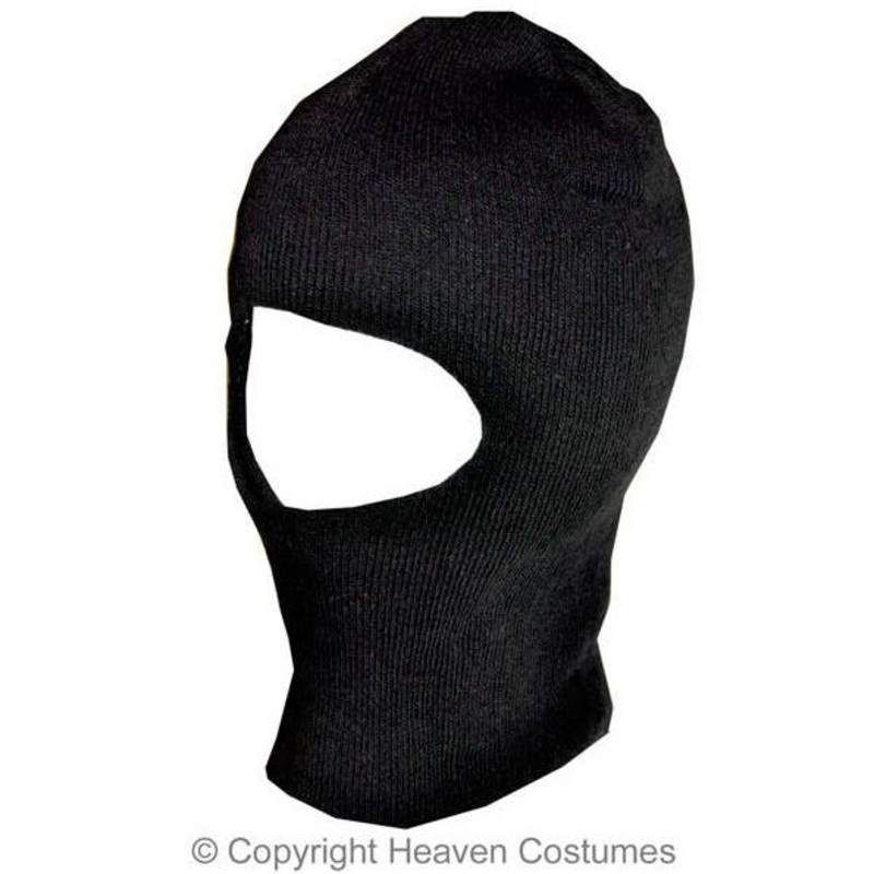 Knitted Black Balaclava Costume Headpiece