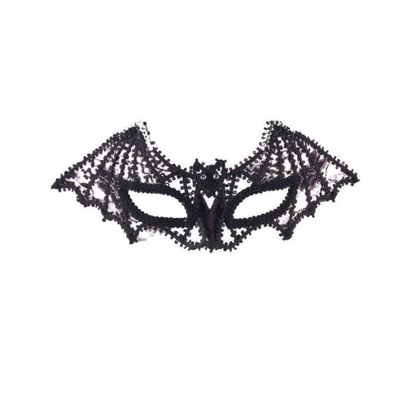 Lace Black Bat Masquerade Mask on Headband