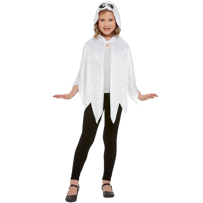Boo White Ghost Kids Halloween Costume Cape One Size