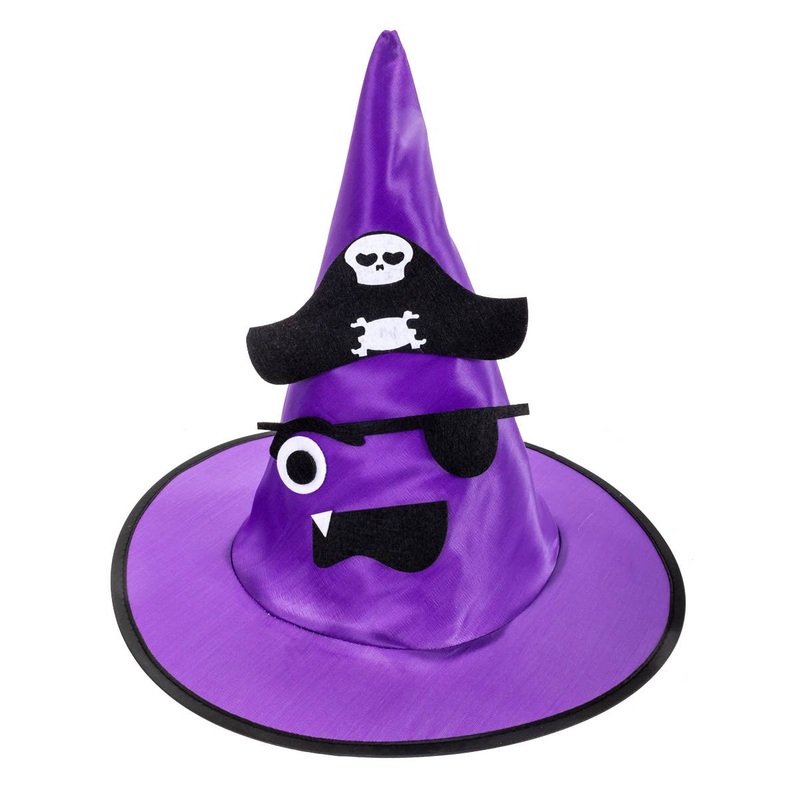 Cute Purple Pirate Kids Halloween Witch Hat