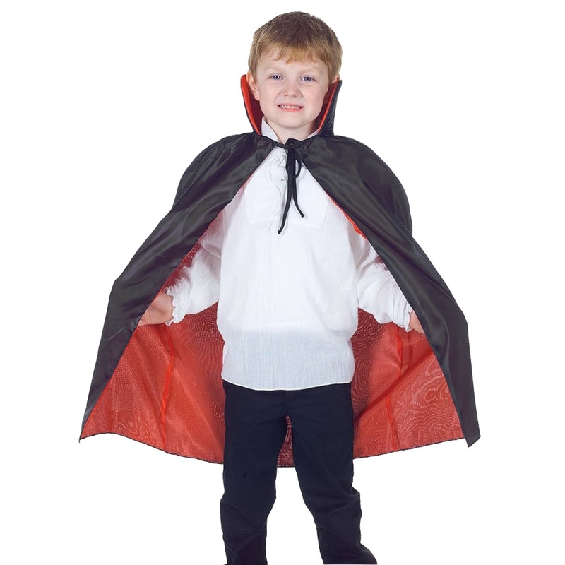 Vampire Kids Red and Black Taffeta Halloween Costume Cape