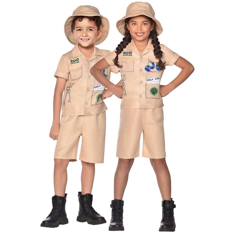 Zoo Keeper Suit Unisex Kids Dress Up Costume 4-6
