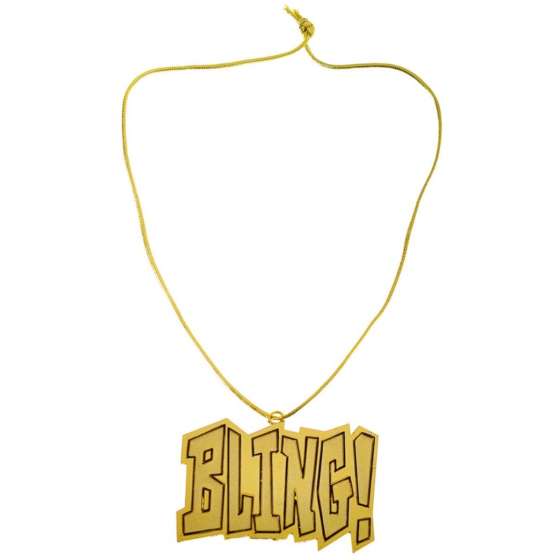 Bling Gold Jumbo Pimp Necklace Costume Accessory