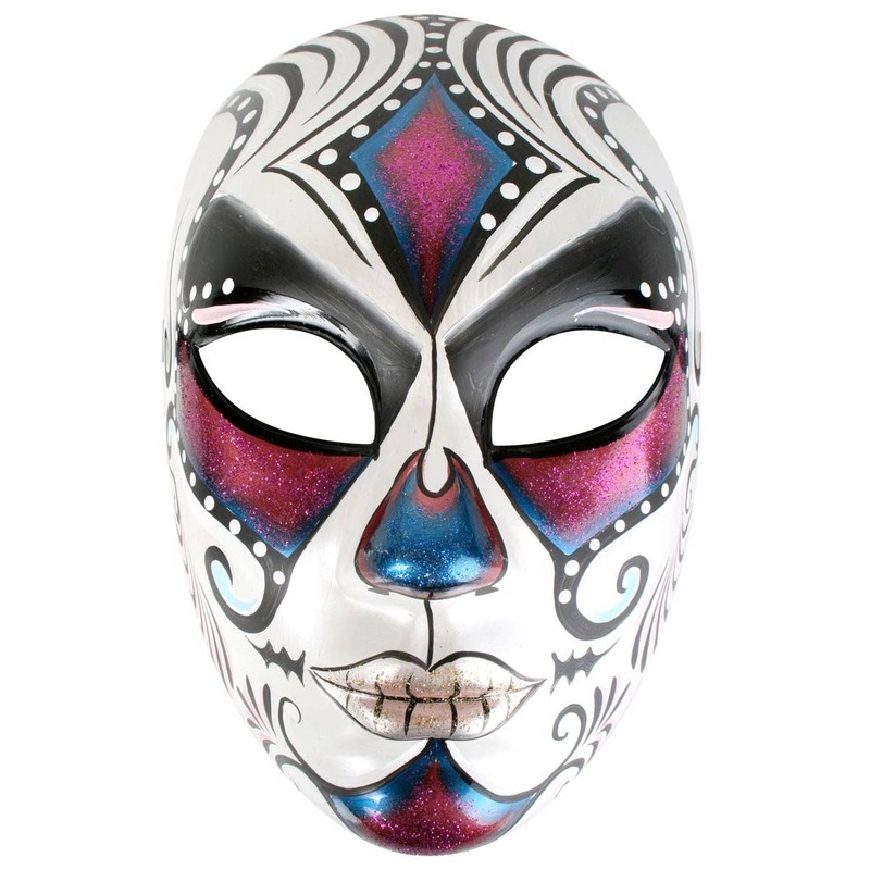 Juanita Full Face Pink and Blue Masquerade Mask