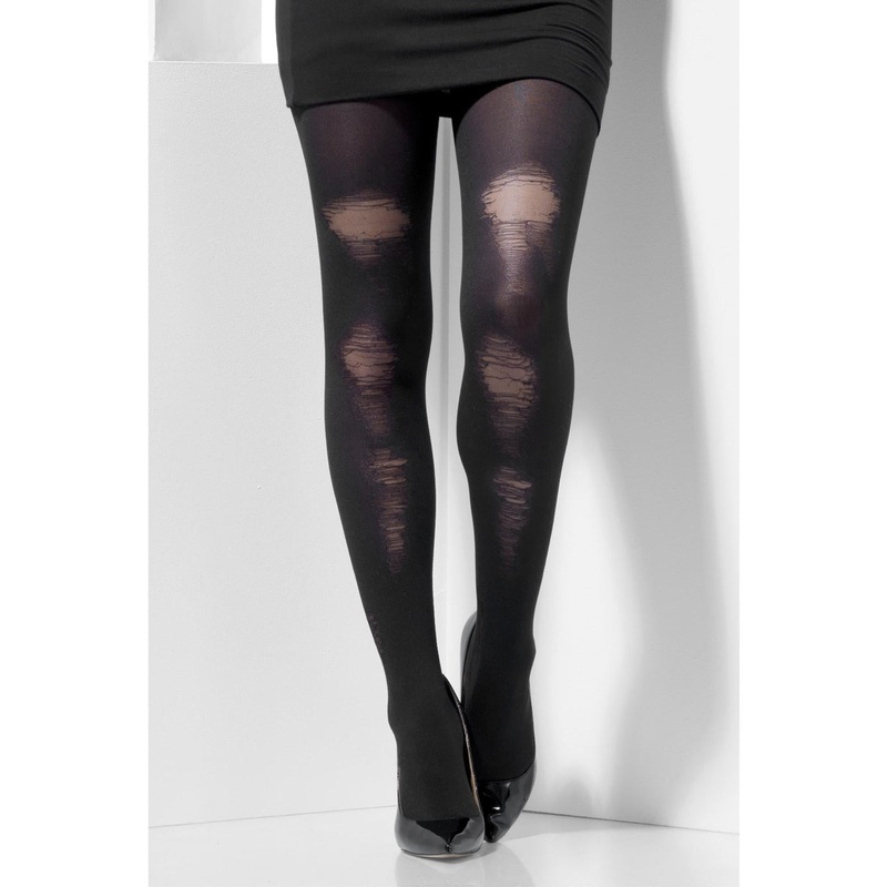 Distressed Full Length Black Womens Costume Stockings