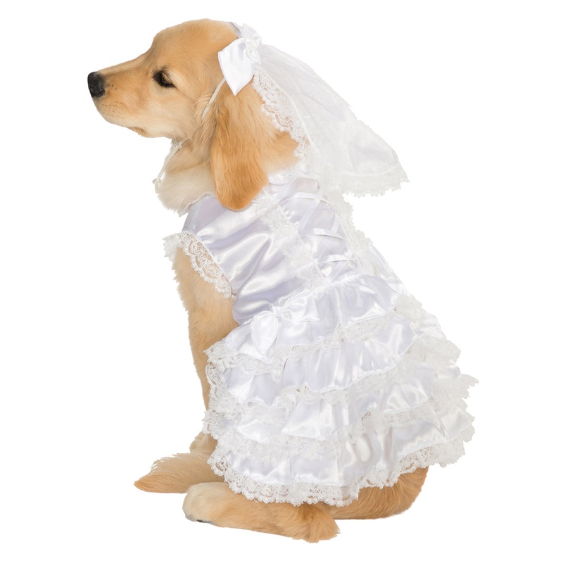 Ruffled White Pet Dog Wedding Dress Costume Small