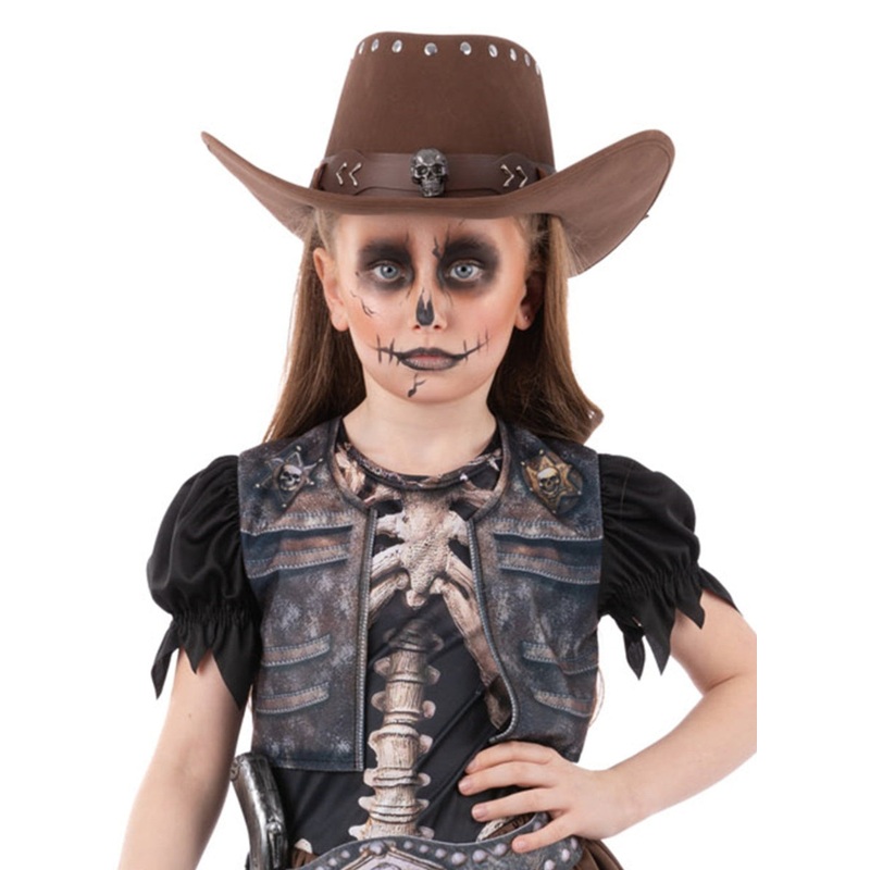 Wild West Kids Brown Skeleton Cowboy Hat