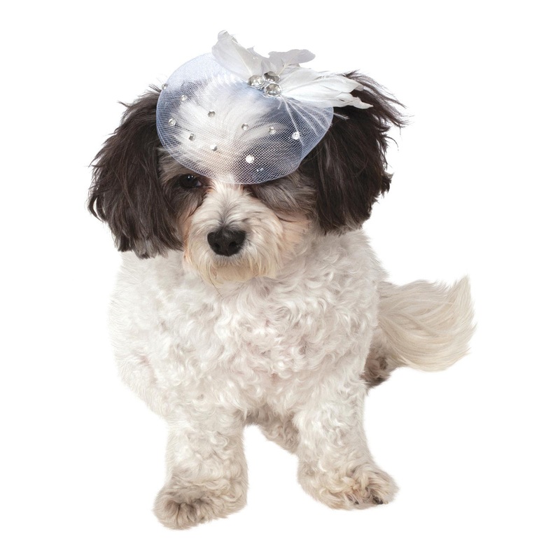 Bridal White Rhinestone Dog Headpiece Pet Accessory S-M