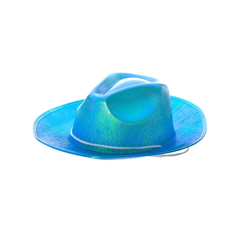 Shiny Iridescent Blue Cowgirl Costume Hat