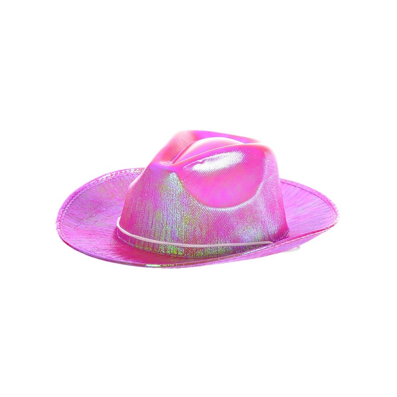 Shiny Iridescent Pink Cowgirl Costume Hat