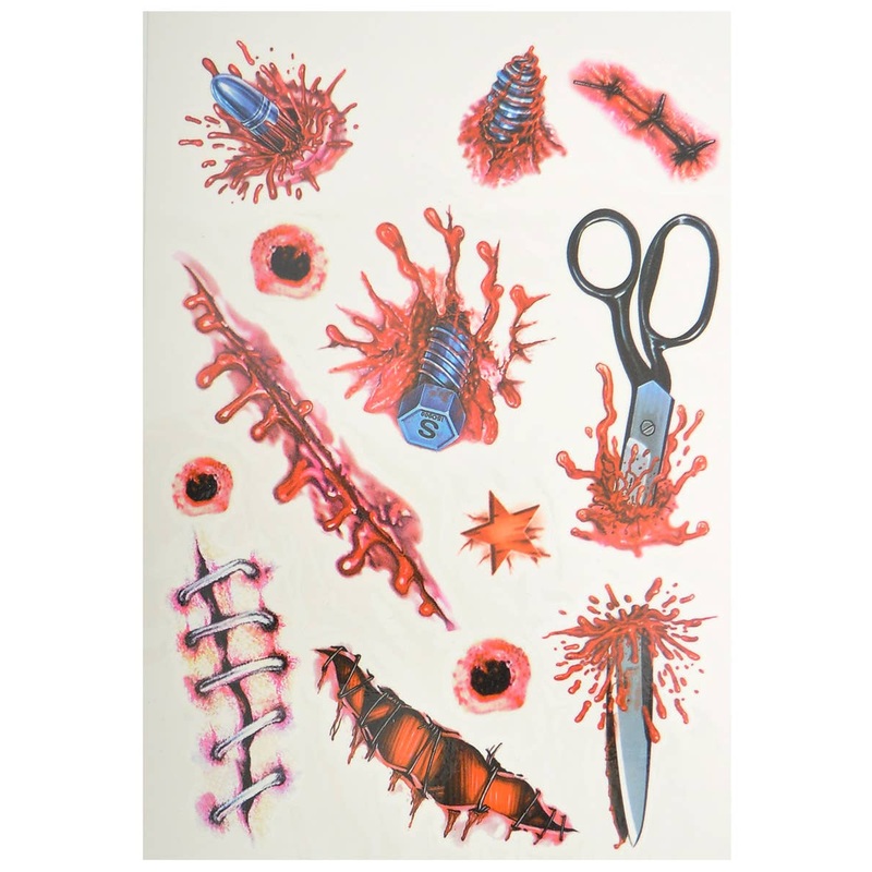 Assorted Tools and Holes Temporary Halloween Tattoos