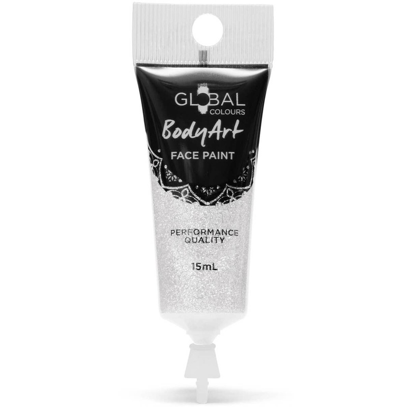 Global Bodyart Holographic White Glitter 15ml Tube Makeup