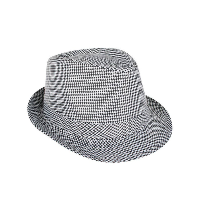 Houndstooth Black and White Fedora Costume Hat