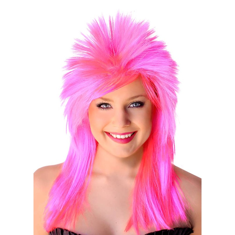 Punk Rocker 1980s Hot Pink Womens Wig