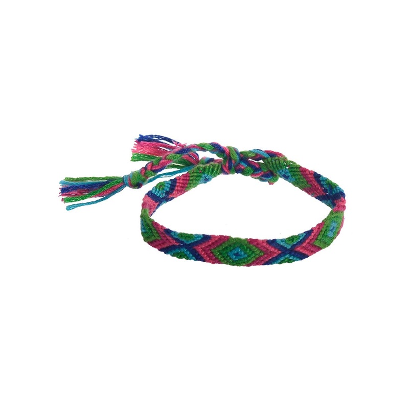 Braided Green and Purple 1970s Hippie Costume Bracelet