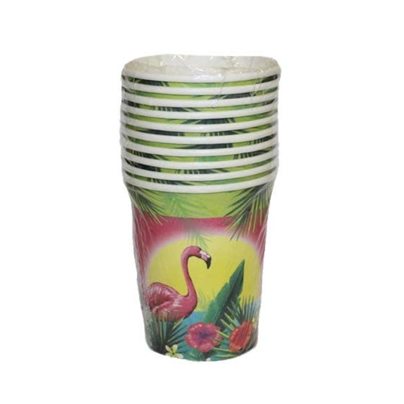 Hawaiian Themed Flamingo Party Cups – 10 Pack