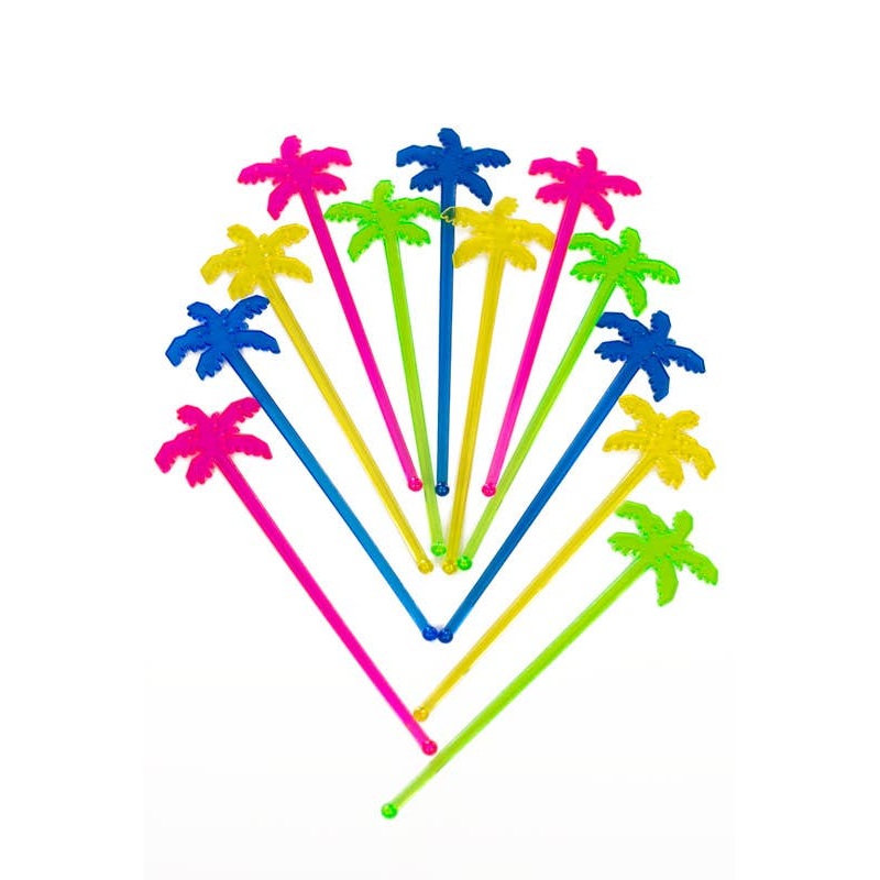 Hawaiian Themed Palm Tree Swizzle Sticks – 12 Pack