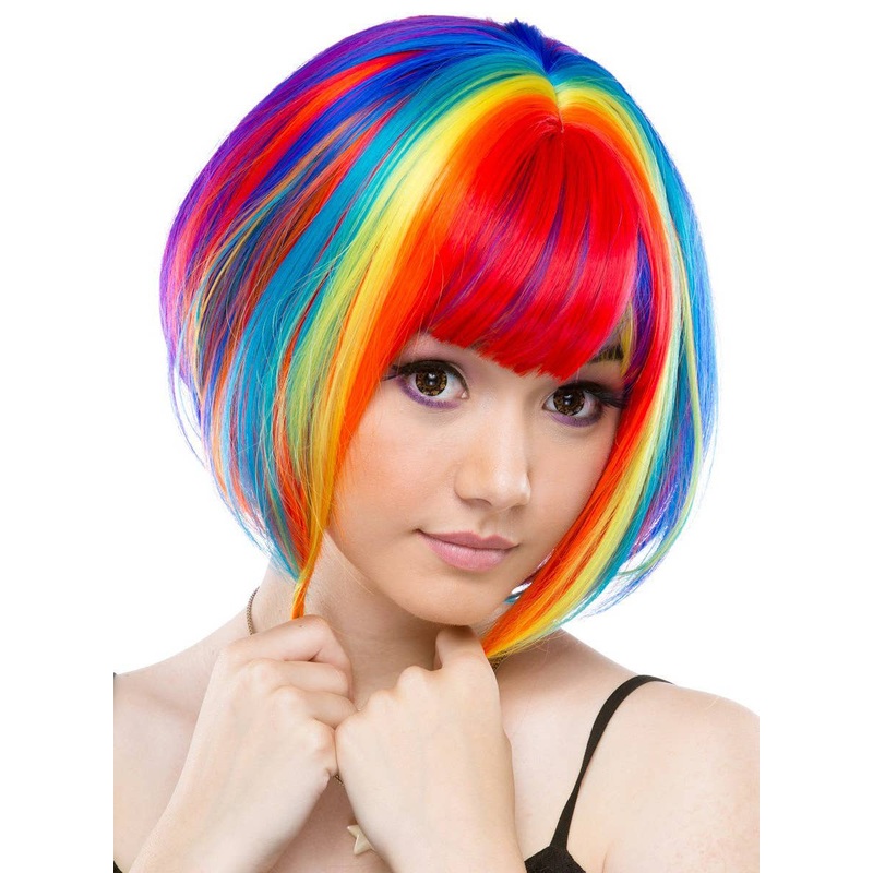 Rainbow Rock Womens Heat Resistant Bob Fashion Wig