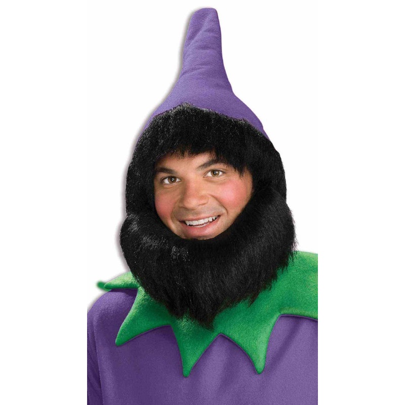 Festive Purple Elf Costume Hat with Beard