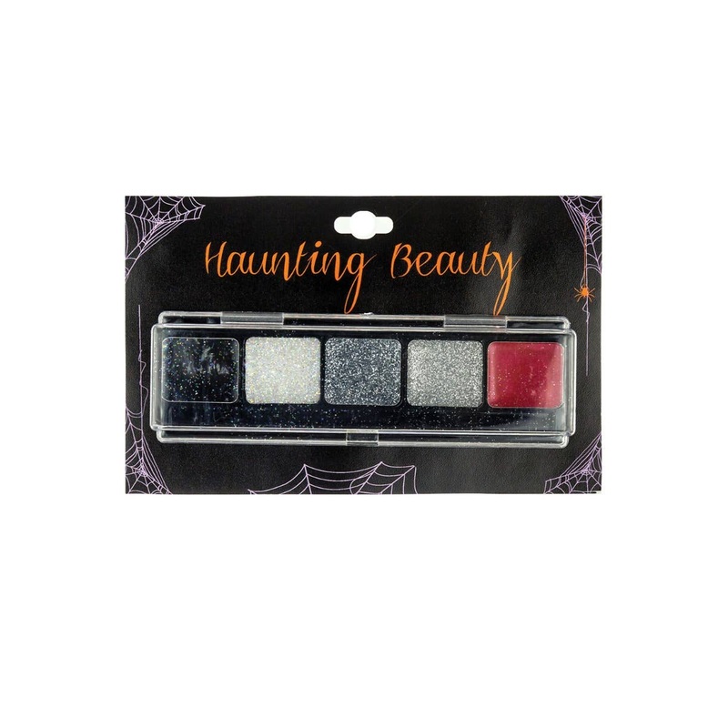 Haunting Beauty Halloween Red, Black And Glitter Eye Shadow Palette