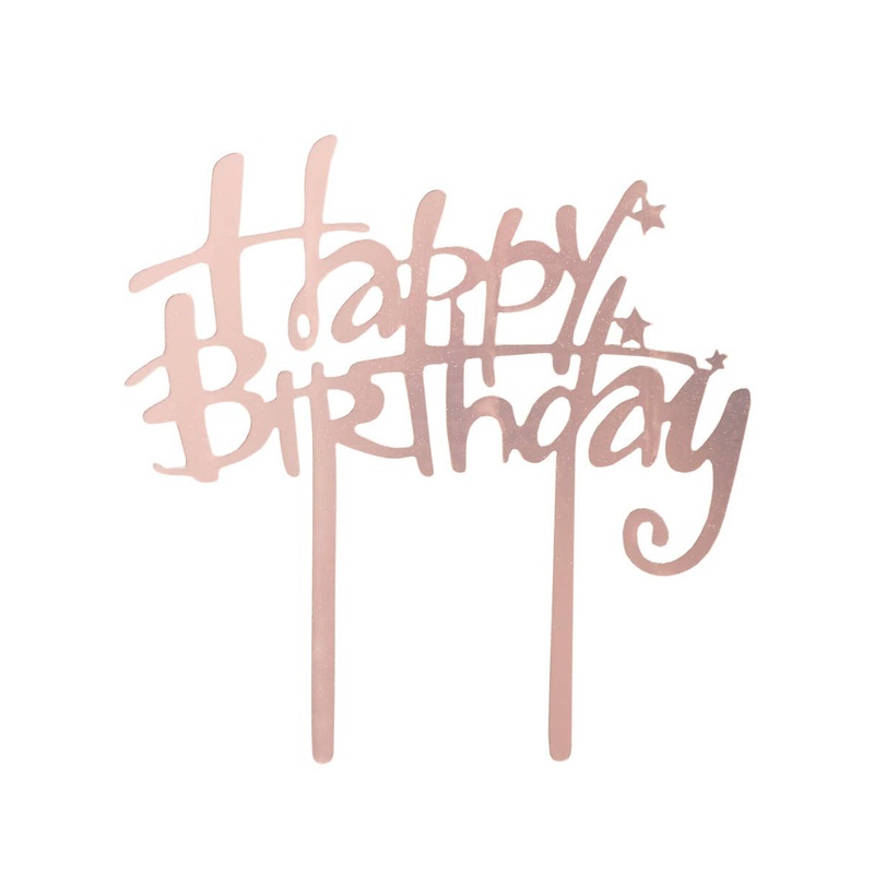 Rose Gold 15cm Happy Birthday Cake Topper