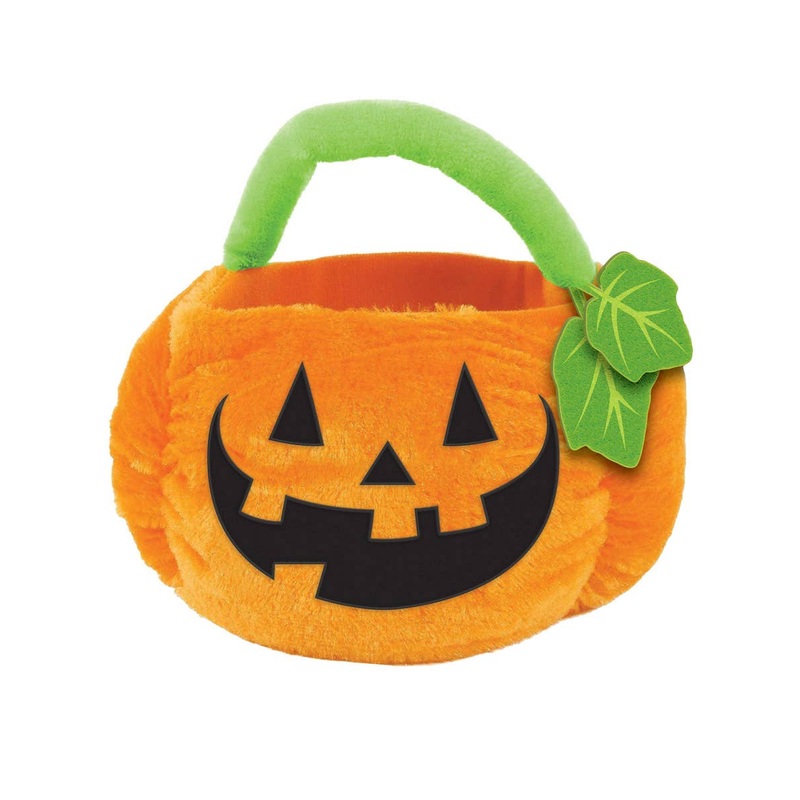 Plush Orange Pumpkin Halloween Trick or Treat Bucket