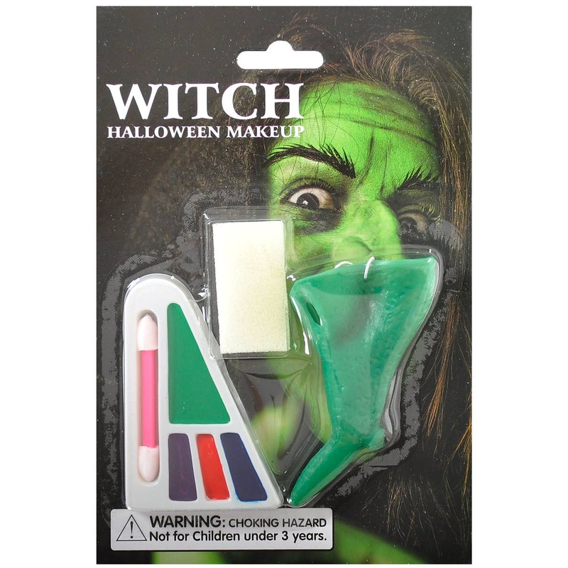 Witch Halloween Costume Makeup Set with Fake Nose