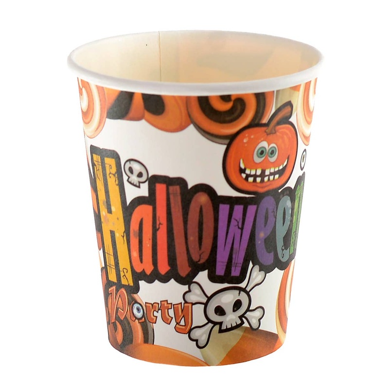 Halloween Party Orange Paper Cups – 6 Pack