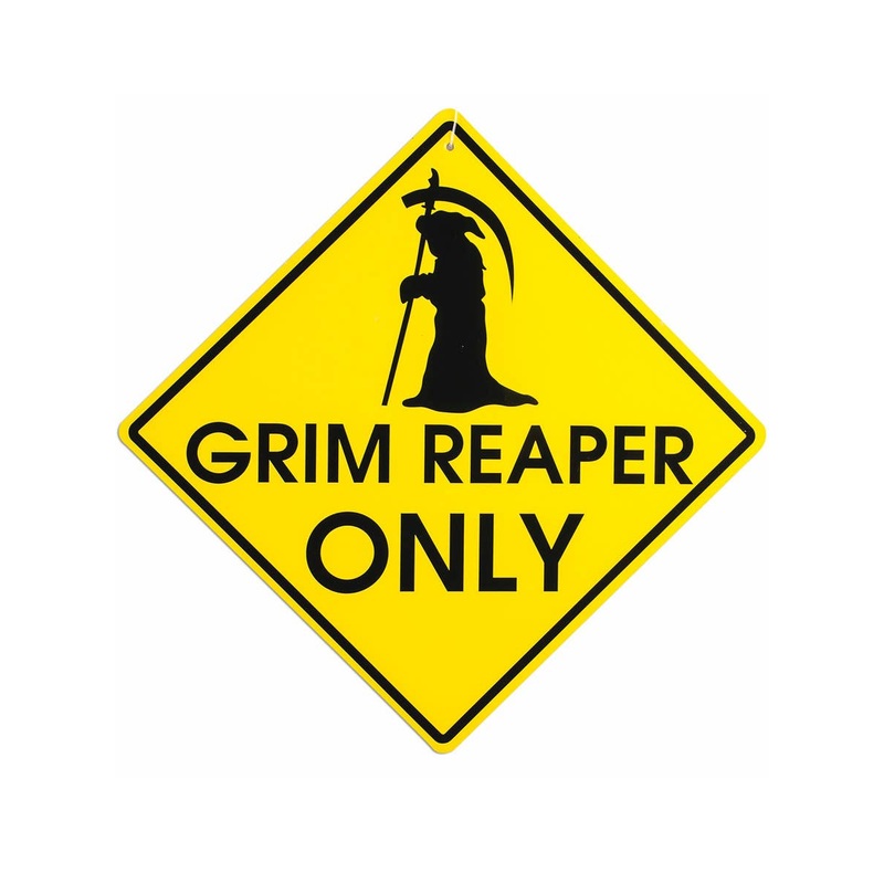 Warning Grim Reaper Only Halloween Decoration Sign