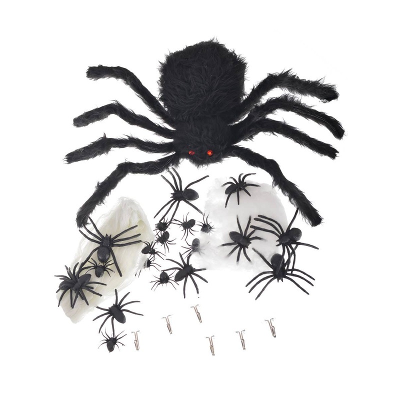 Web and Fake Spiders Halloween Decoration Pack