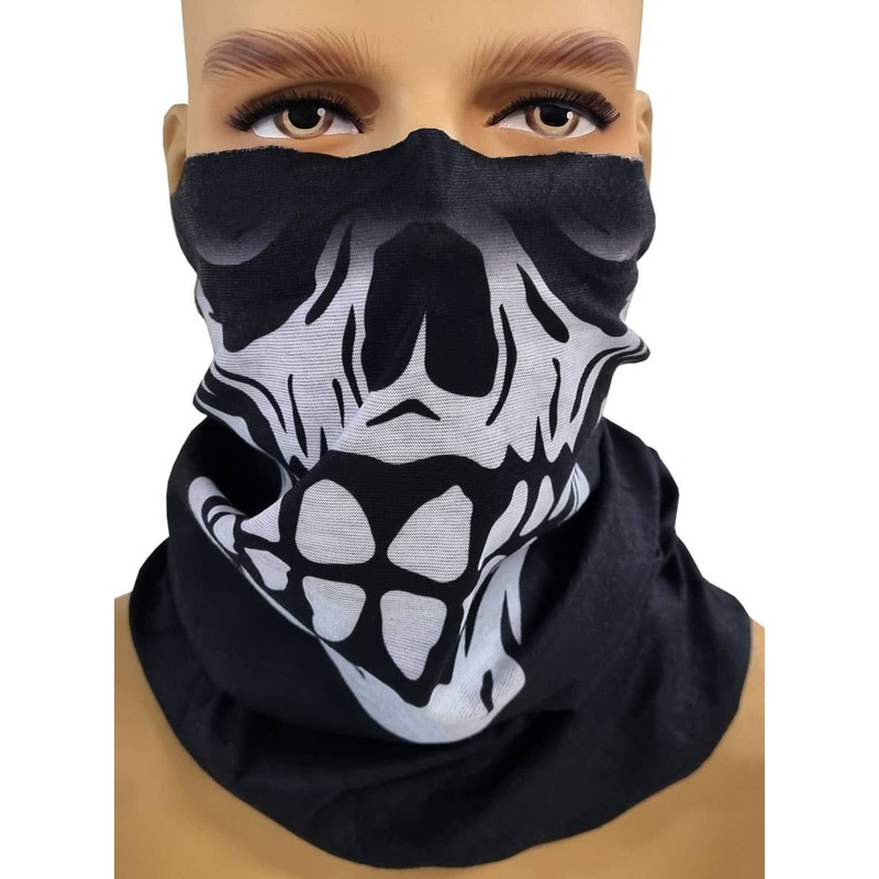 Biker Skeleton Face and Neck Gaiter Halloween Accessory