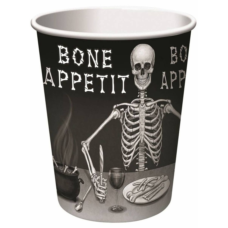 Bone Appetit Halloween Skeleton Paper Cups – 8 Pack