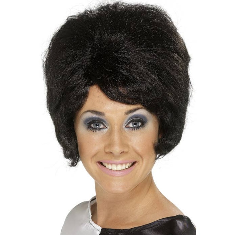 Groovy Womens 1960s Black Beehive Wig