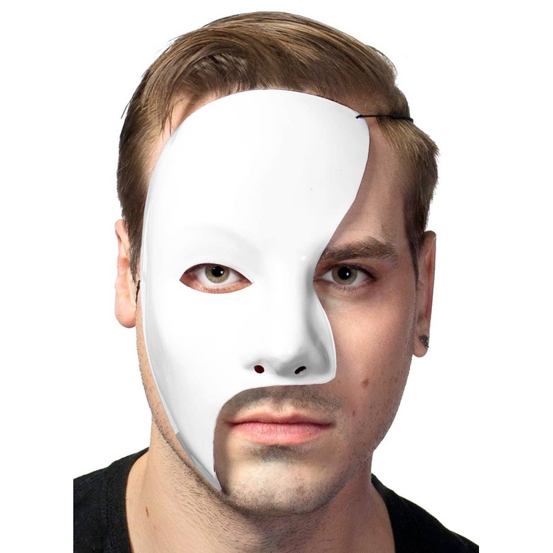Half Face White Phantom of the Opera Masquerade Mask