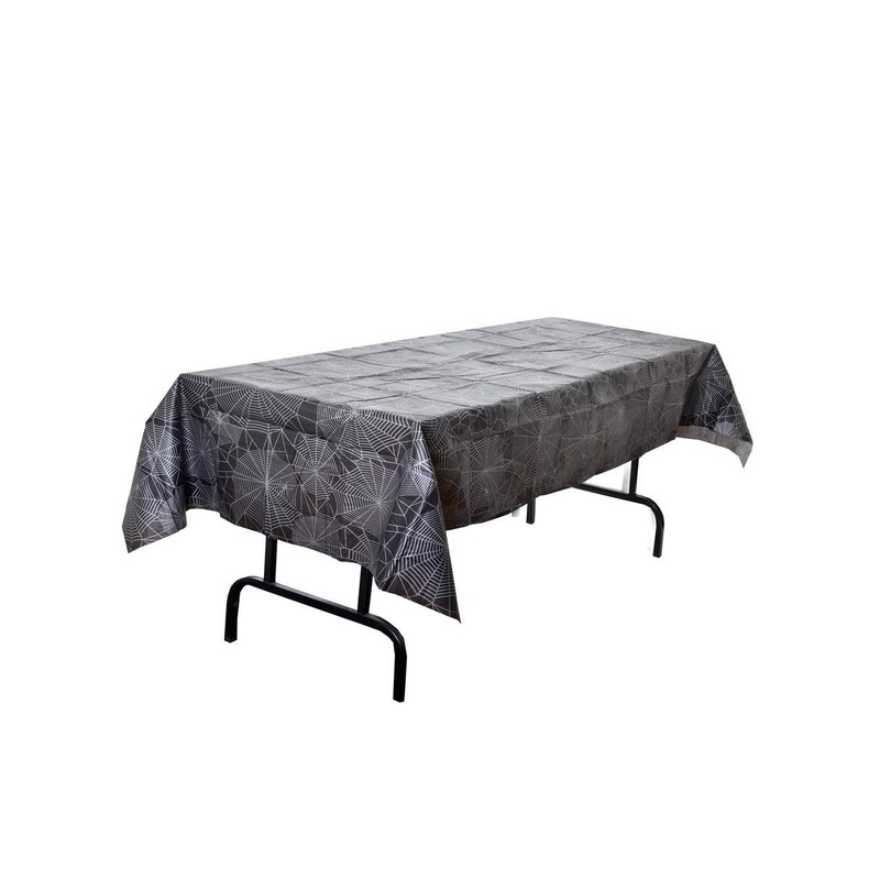Spider Web Print Black Halloween Table Cover
