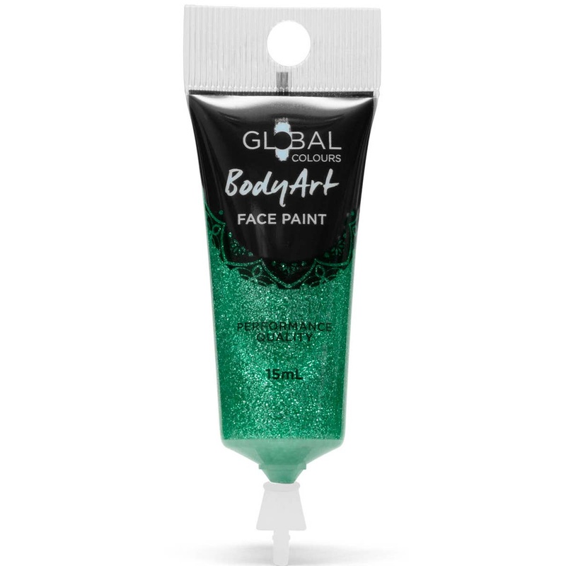 Global Bodyart Green Glitter 15ml Tube Liquid Makeup