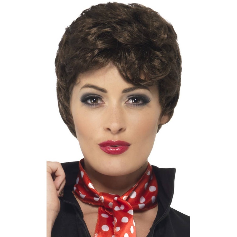 Grease Womens Rizzo Short Brown Costume Wig