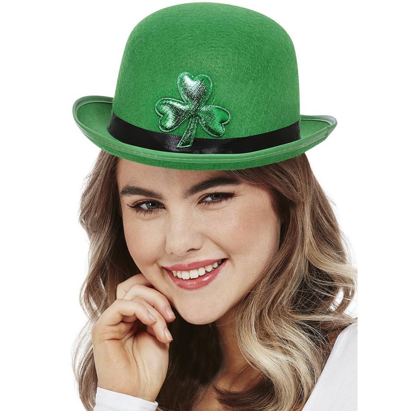 St Patrick’s Day Green Bowler Costume Hat with Clover