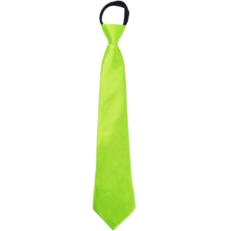 Zip Up Neon Green Satin Neck Tie Costume Accessory