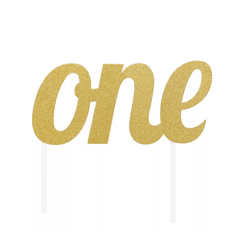 1st Birthday Gold Glitter One Cake Topper