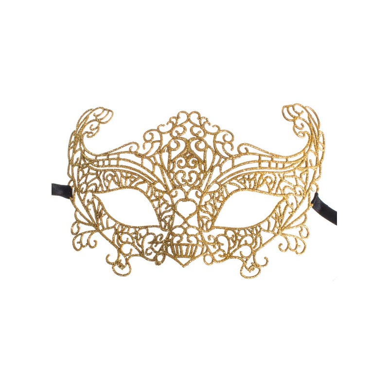 Cut Out Gold Glitter Womens Masquerade Mask