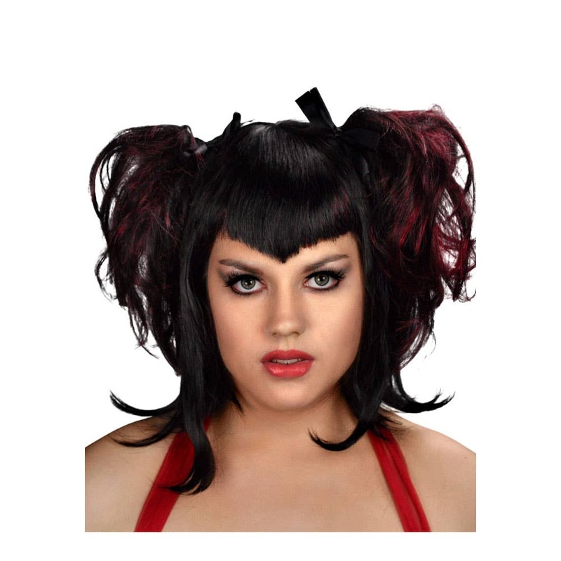 Dark Angel Black and Maroon Halloween Costume Wig