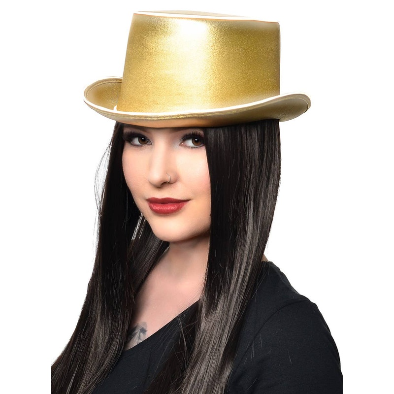 Deluxe Metallic Gold Top Hat with Light Up Rim