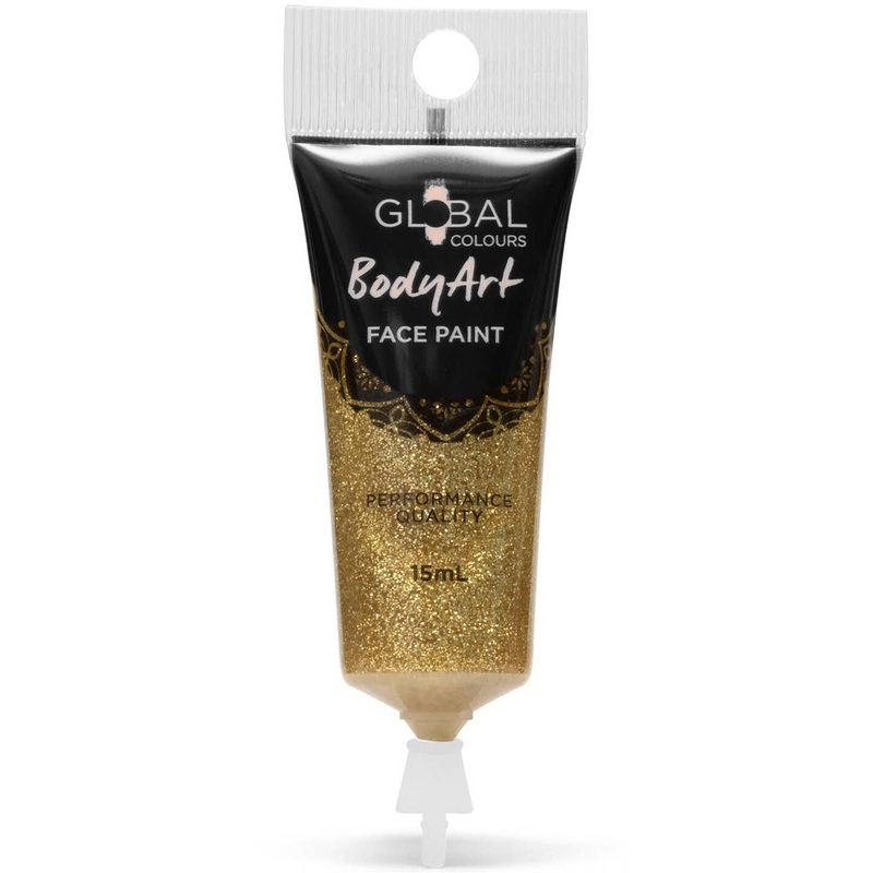 Global Bodyart Gold Glitter 15ml Tube Liquid Makeup