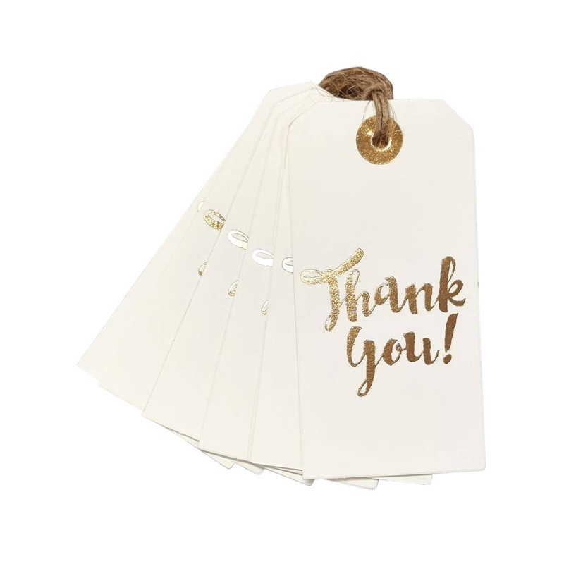 Gold Thank You 8x4cm 12 Pack Gift Tags